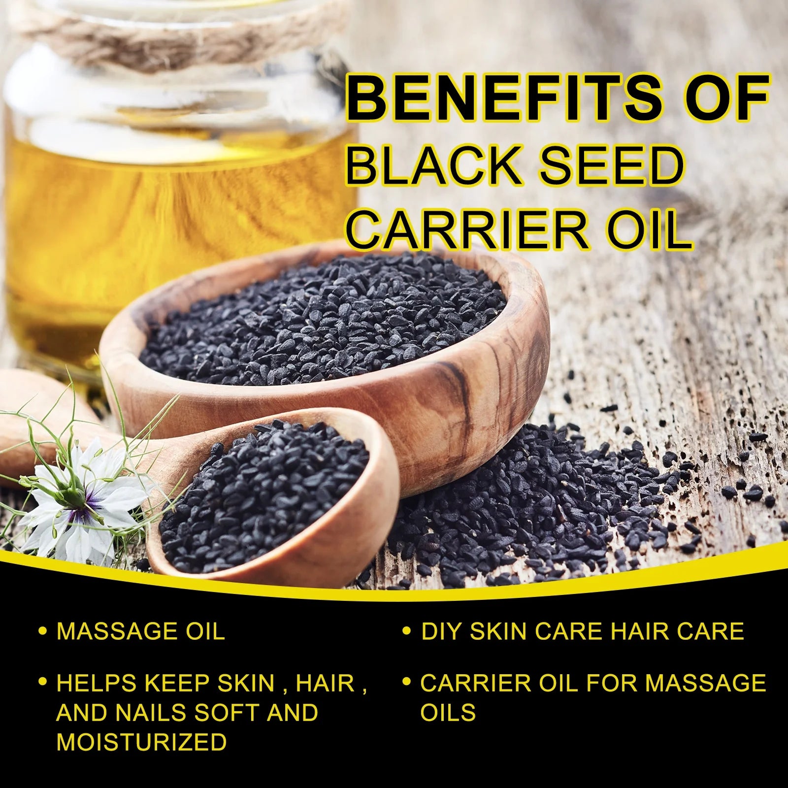 Organic Black Seed Oil, 2Oz 100% Virgin Cold Pressed, Omega-3, Super Antioxidant for Immune Support, Joints, Digestion, Hair & Skin or Eat Directly - 2Packs