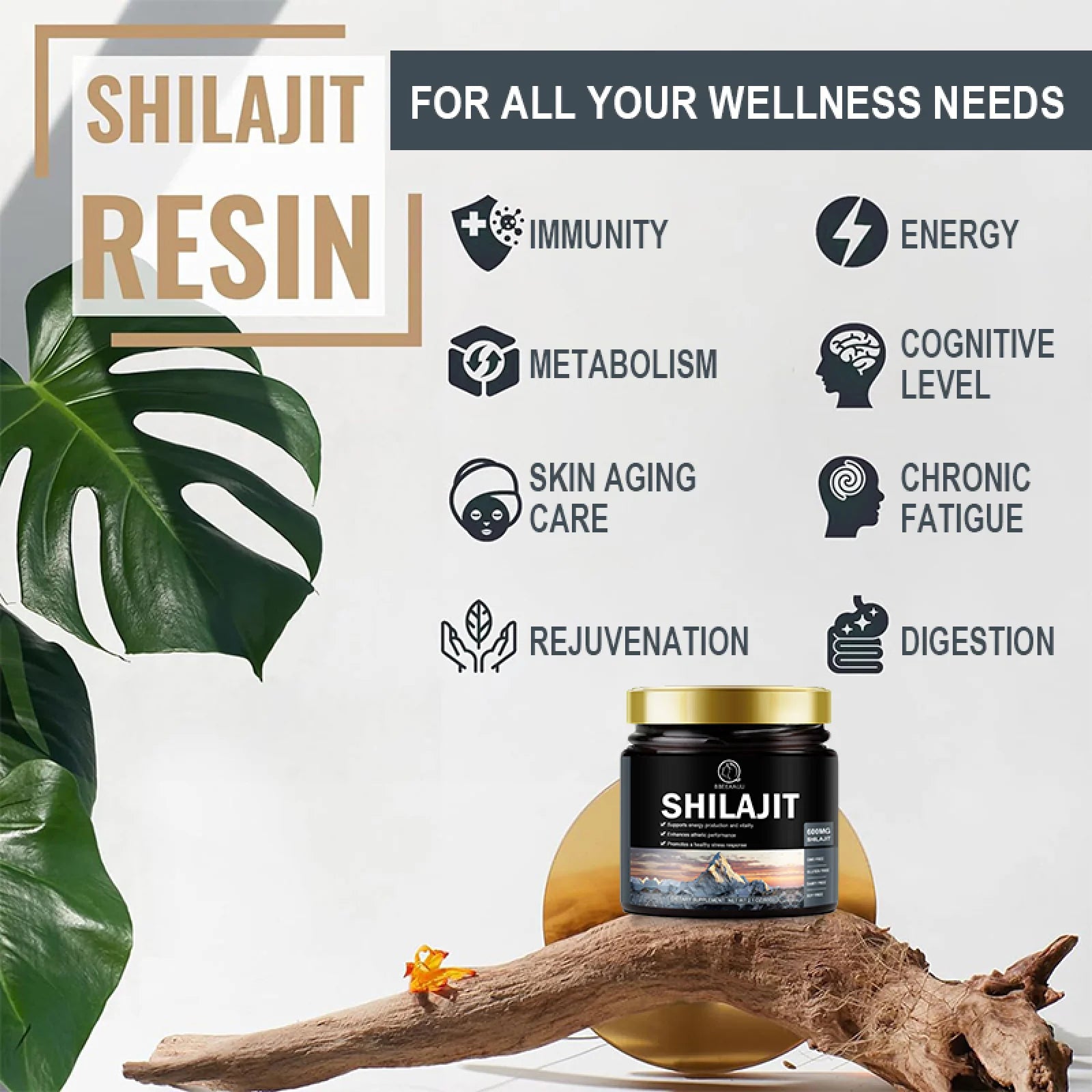 Pure Himalayan Shilajit Resin Supplement 600Mg,Support Energy & Immune for Men and Women,2.1Oz(60G)
