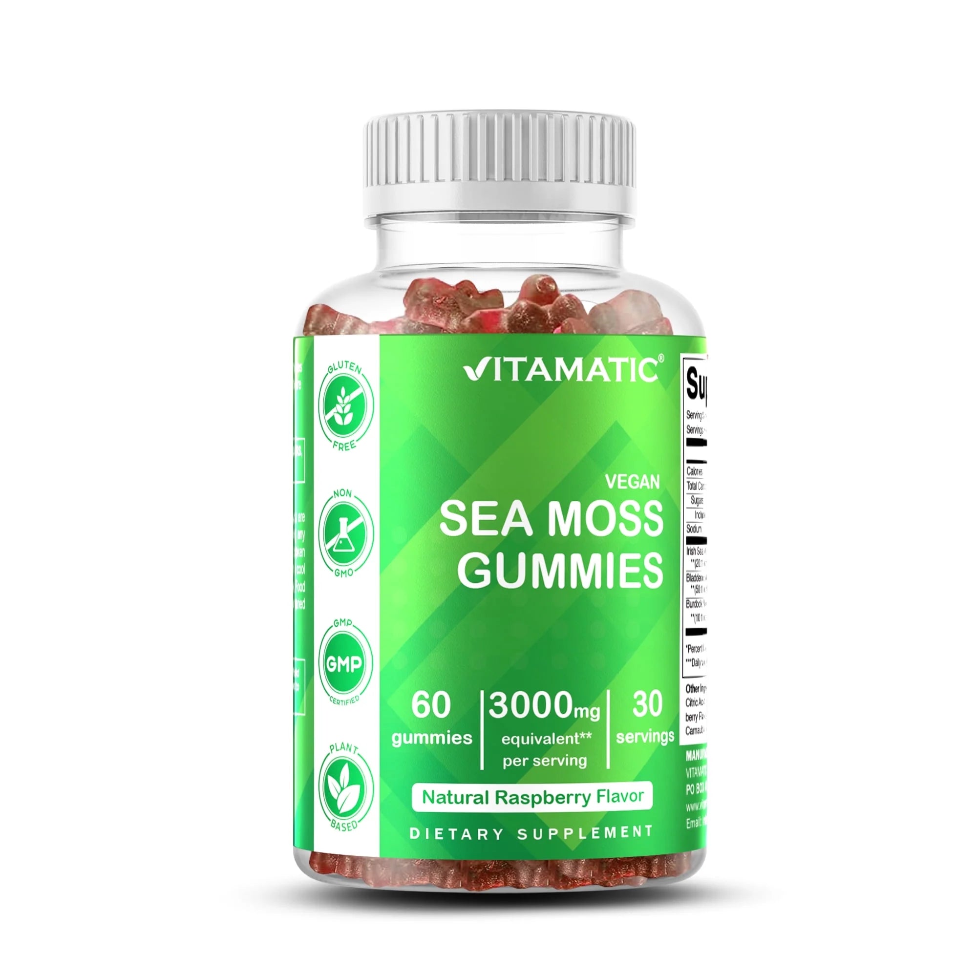 (2 Pack)  Irish Sea Moss Gummies - 3000 Mg - 60 Vegan Gummies - Made with Bladderwrack & Burdock Root - Seamoss Supplement for Thyroid, Energy, Immune Support