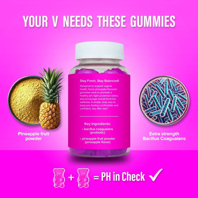 NEW BEARVANA PH Balance Gummies - Women'S Real Pineapple Flavored Vaginal Supplement - One Month Supply - Probiotics Edible Dietary Healthcare Vitamins - Optimum Fitness