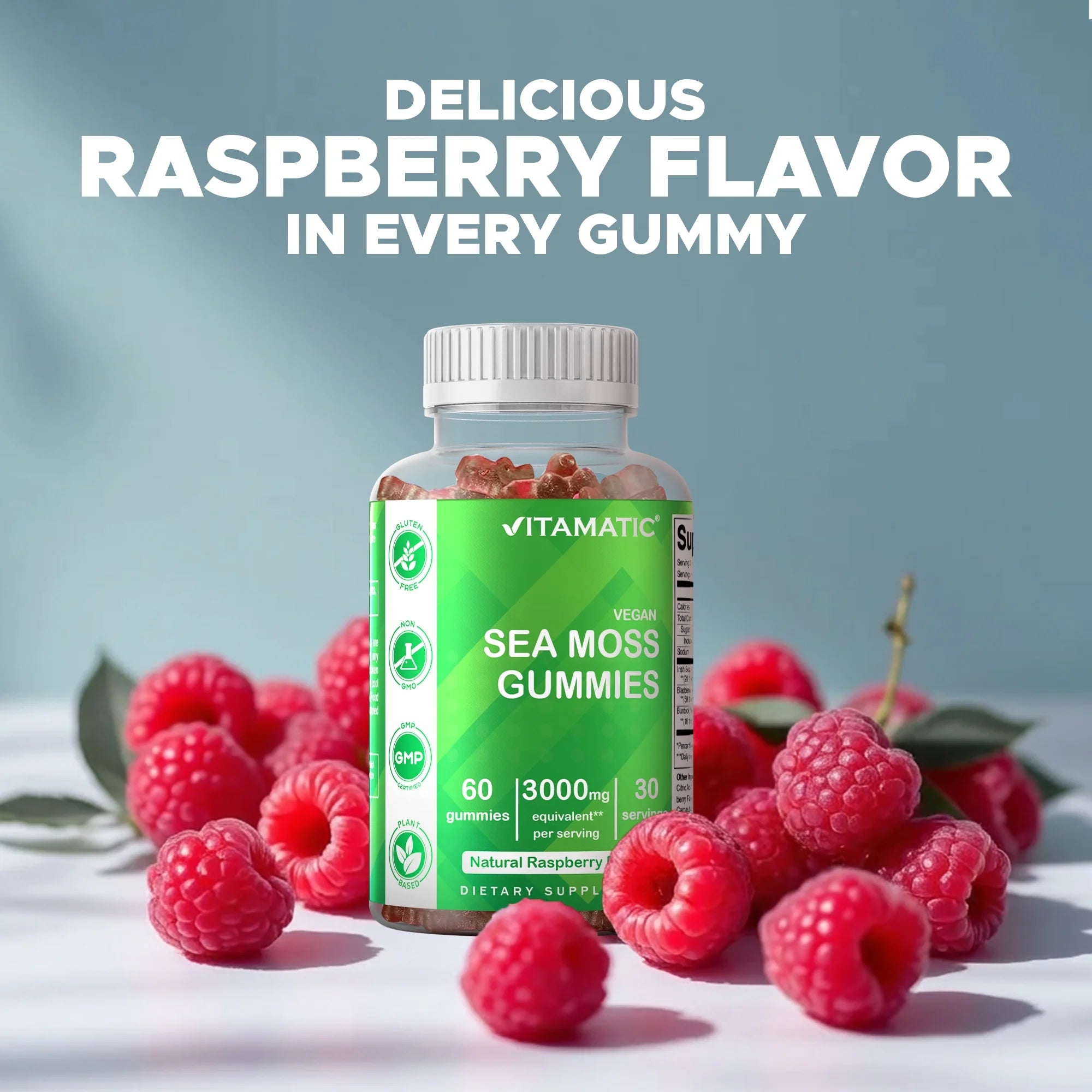 (2 Pack)  Irish Sea Moss Gummies - 3000 Mg - 60 Vegan Gummies - Made with Bladderwrack & Burdock Root - Seamoss Supplement for Thyroid, Energy, Immune Support