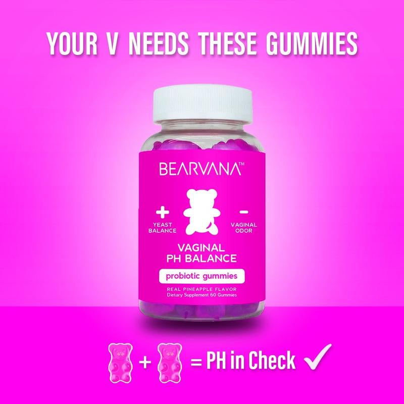 NEW BEARVANA PH Balance Gummies - Women'S Real Pineapple Flavored Vaginal Supplement - One Month Supply - Probiotics Edible Dietary Healthcare Vitamins - Optimum Fitness