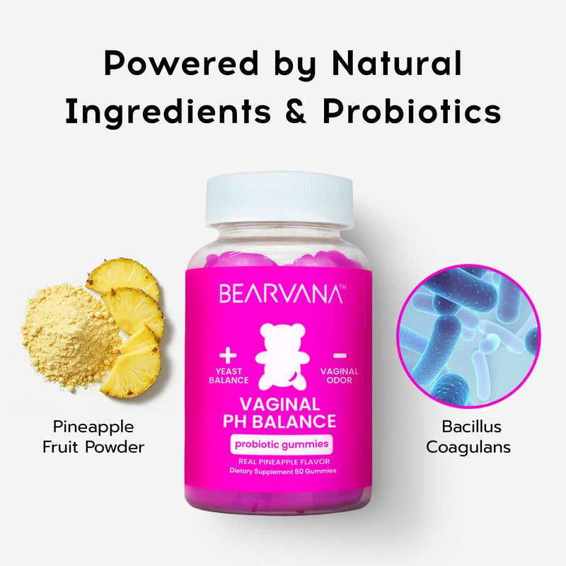 NEW BEARVANA PH Balance Gummies - Women'S Real Pineapple Flavored Vaginal Supplement - One Month Supply - Probiotics Edible Dietary Healthcare Vitamins - Optimum Fitness