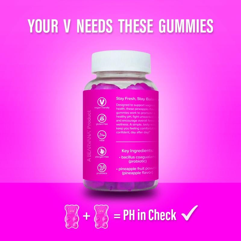 NEW BEARVANA PH Balance Gummies - Women'S Real Pineapple Flavored Vaginal Supplement - One Month Supply - Probiotics Edible Dietary Healthcare Vitamins - Optimum Fitness